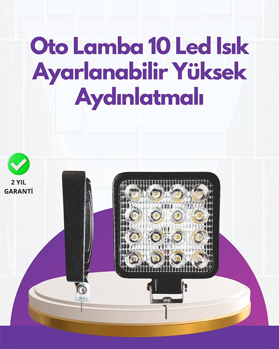 Geniş Aydınlatma Açılı LED Araç Farı | İş Makineleri ve Gece Sürüşü İçin