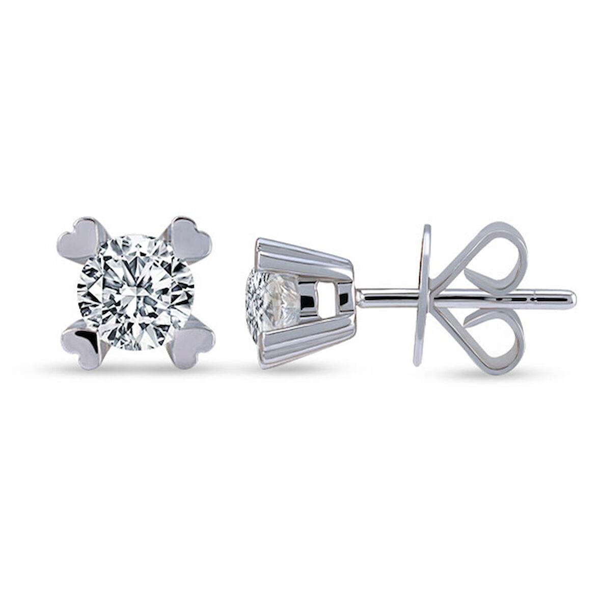 0.30 Ct Tektaş Pırlanta Kalp Tırnak Küpe TKPE6