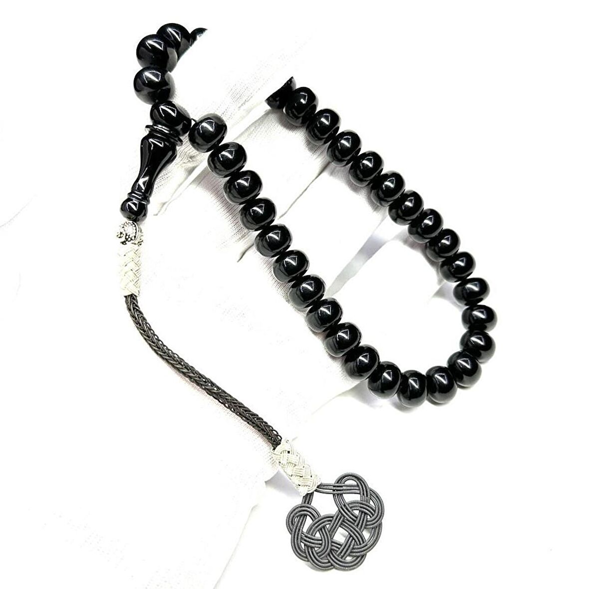 Teker Model Kazaz Püsküllü 10-8mm Sıkma Kehribar Tesbih