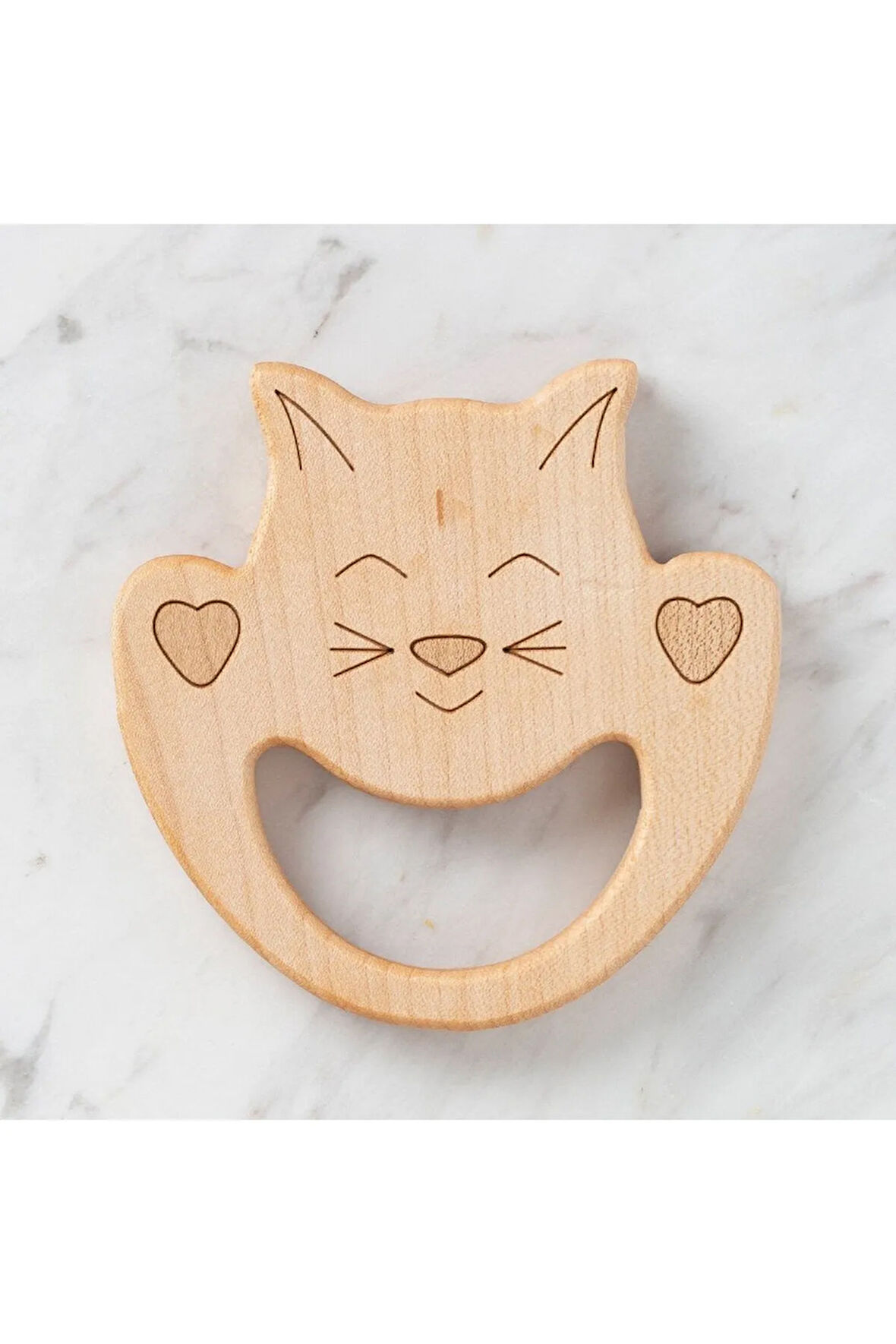 Kedi Figürlü Organik Ahşap Diş Kaşıyıcı