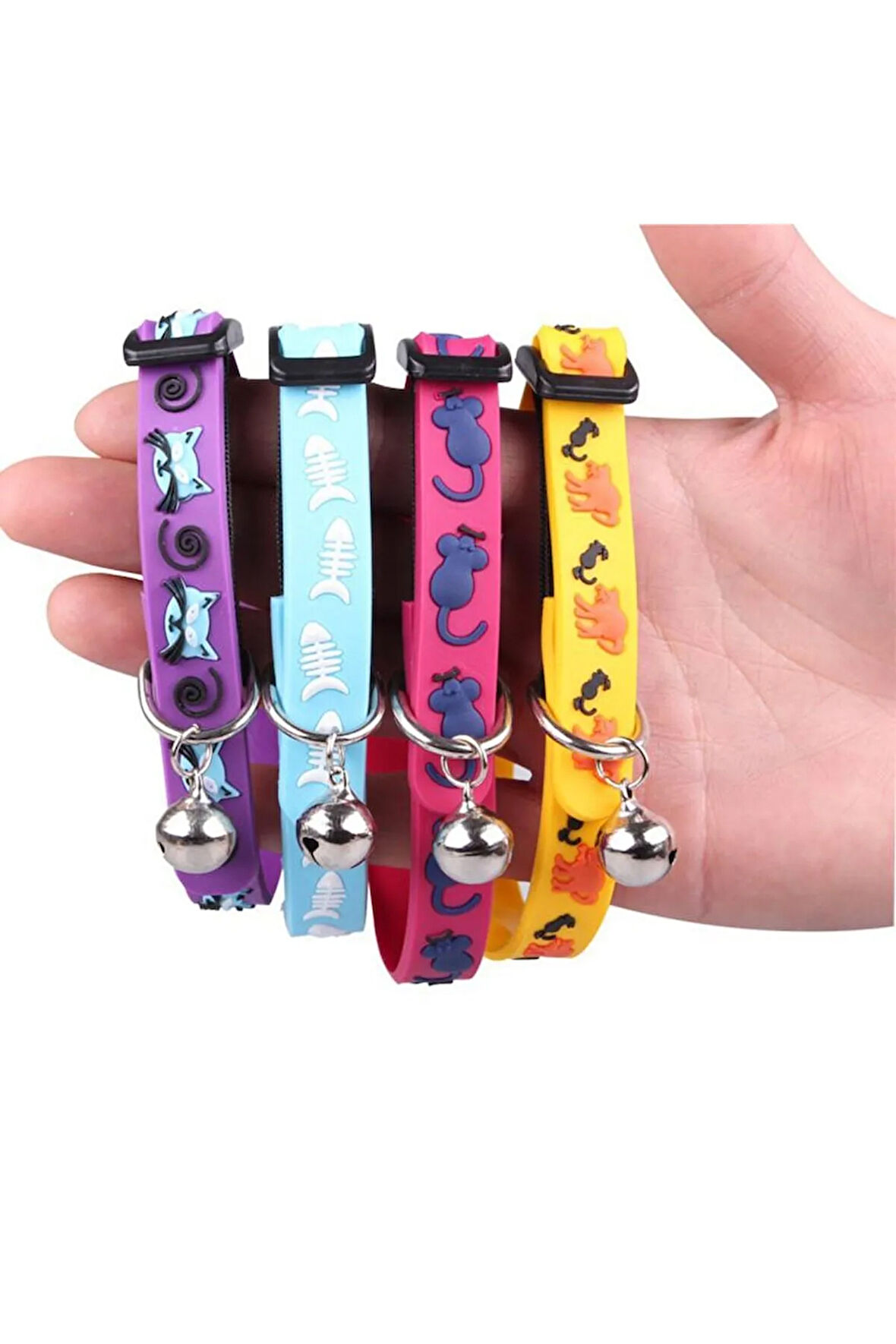 Çıngıraklı Zilli Sevimli Renkli Slikon Kedi Köpek Boyun Tasması (5122)