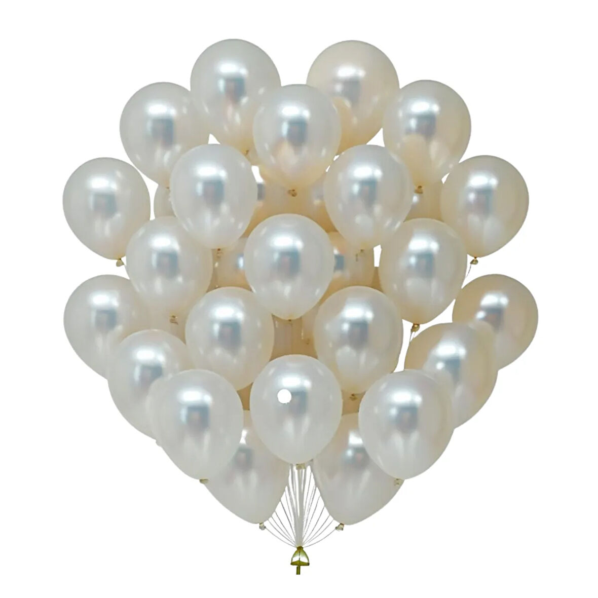 20 Adet 12 İnç 30 Cm Metalik Beyaz Balon Doğum Günü Süsleme