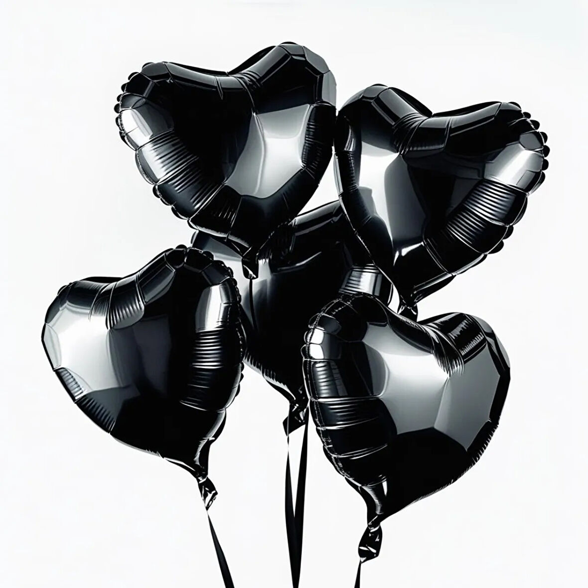 5 Adet 18 İnç 45 Cm Kalp Folyo Balon Siyah