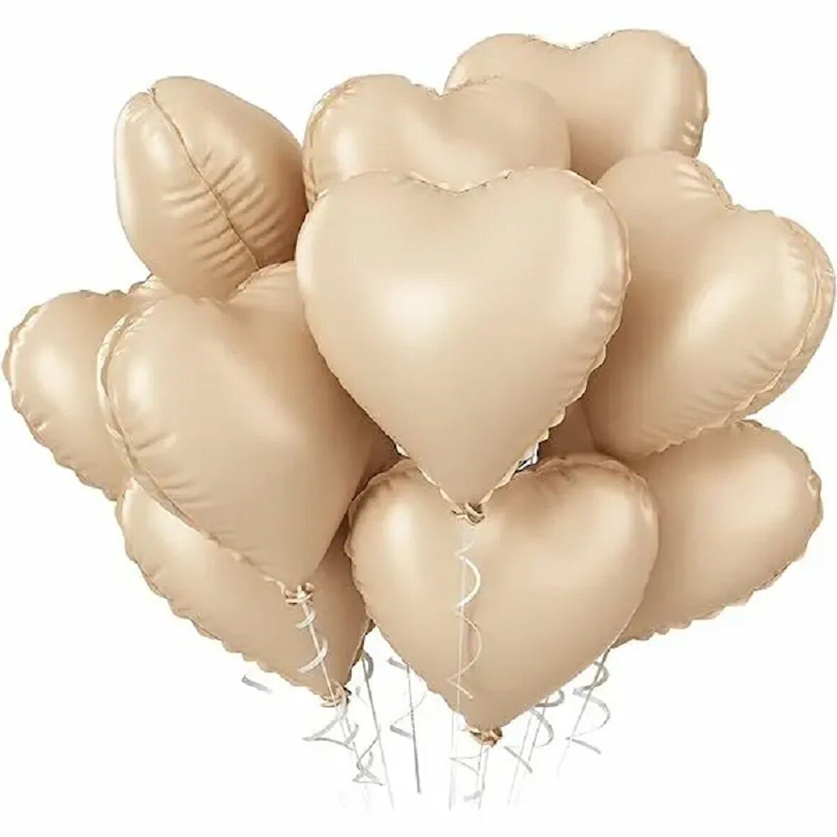 5 Adet 18 inç 45 Cm Retro Kalp Folyo Balon Bej