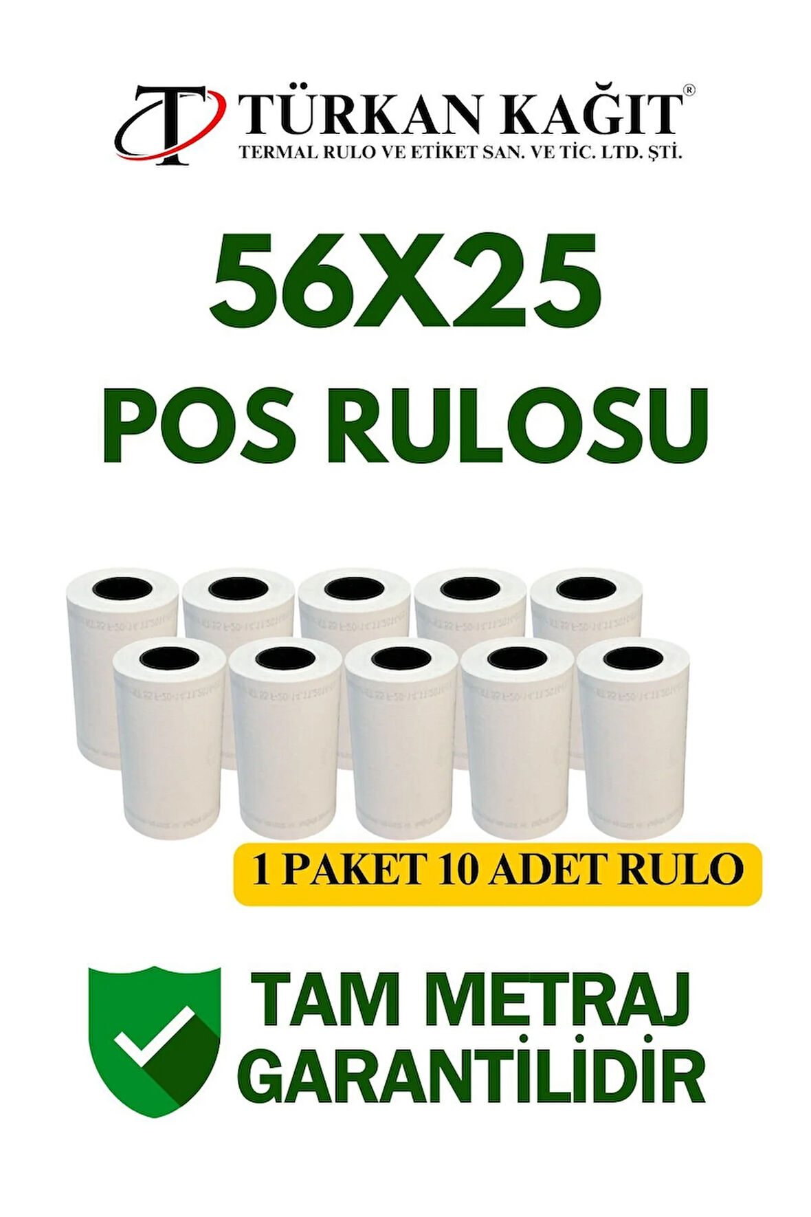 56x25 Termal Rulo - Yazarkasa Pos Rulosu 10 Paket 100 Adet
