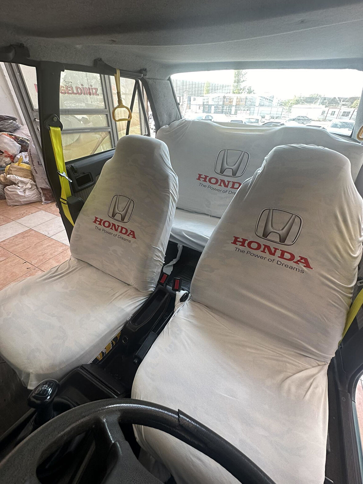 Honda Baskılı Oto Servis Kılıfı Beyaz