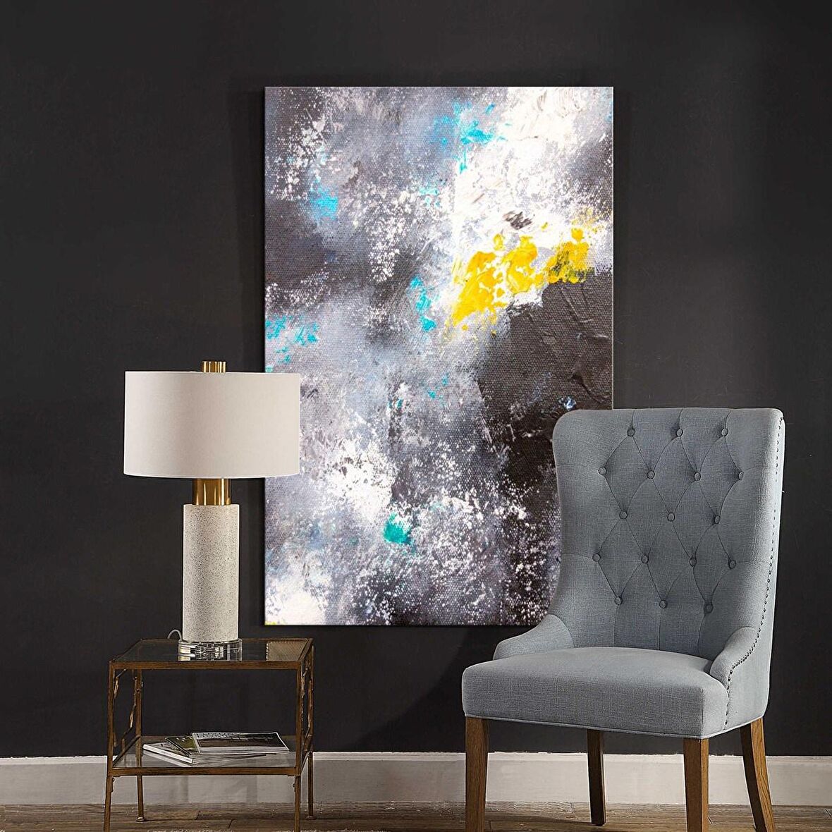TABLOLIFE Cosmos - Yağlı Boya Dokulu Tablo 75X100,Çerçeve;Siyah