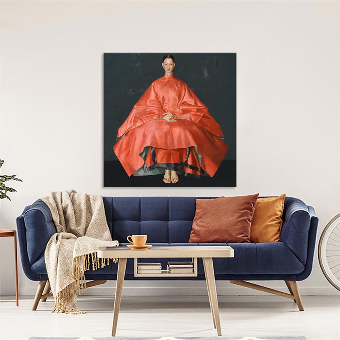 TABLOLIFE Çin Prensesi - Yağlı Boya Dokulu Tablo 100X100,Çerçeve;Siyah