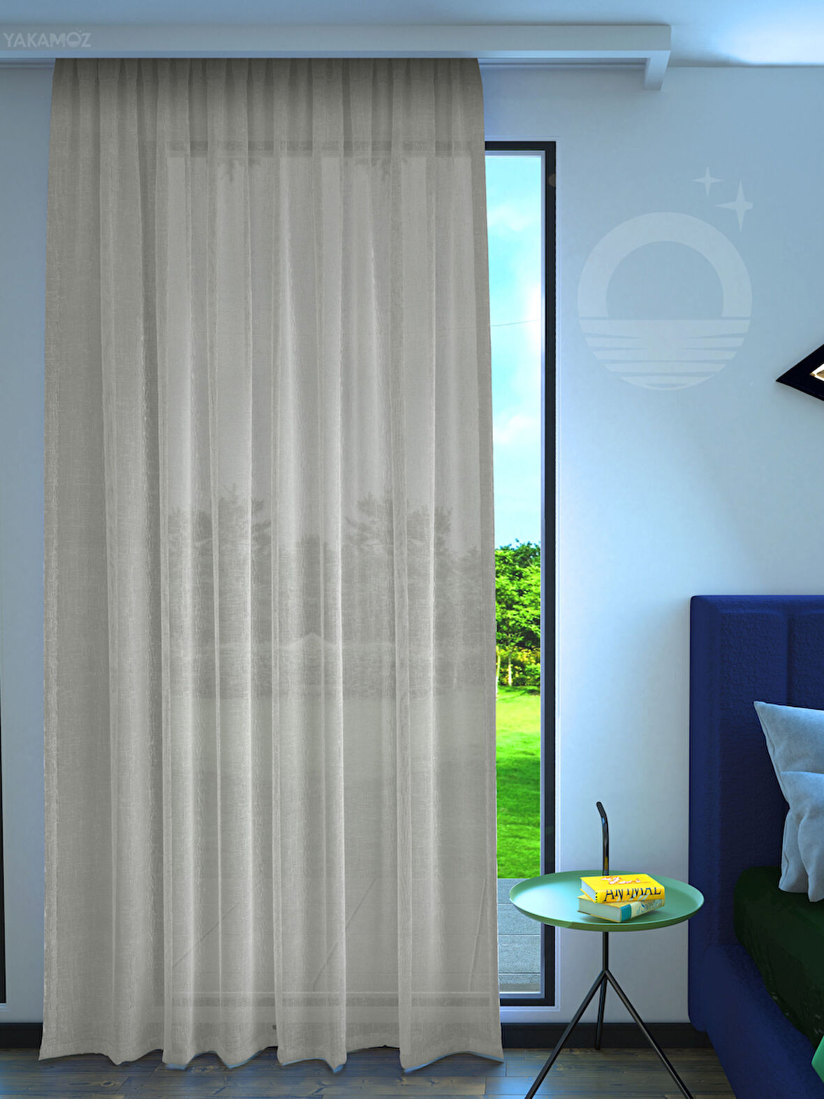 Yakamoz Krem Renk Keten Görünümlü Ekstraforlu Tül Perde Linen Touch Serisi