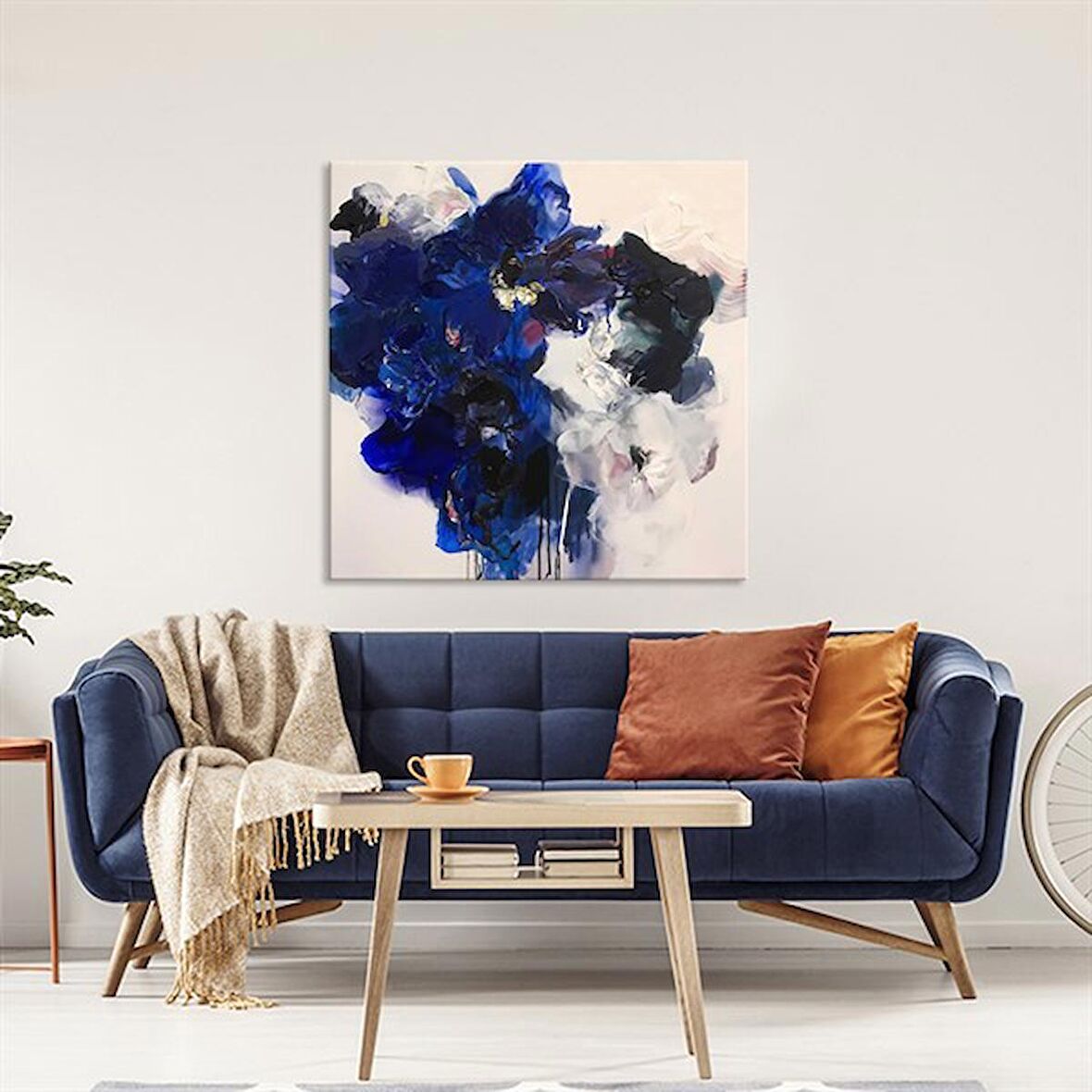 TABLOLIFE Fall In Flower - Yağlı Boya Dokulu Tablo 80X80,Çerçeve;Gold
