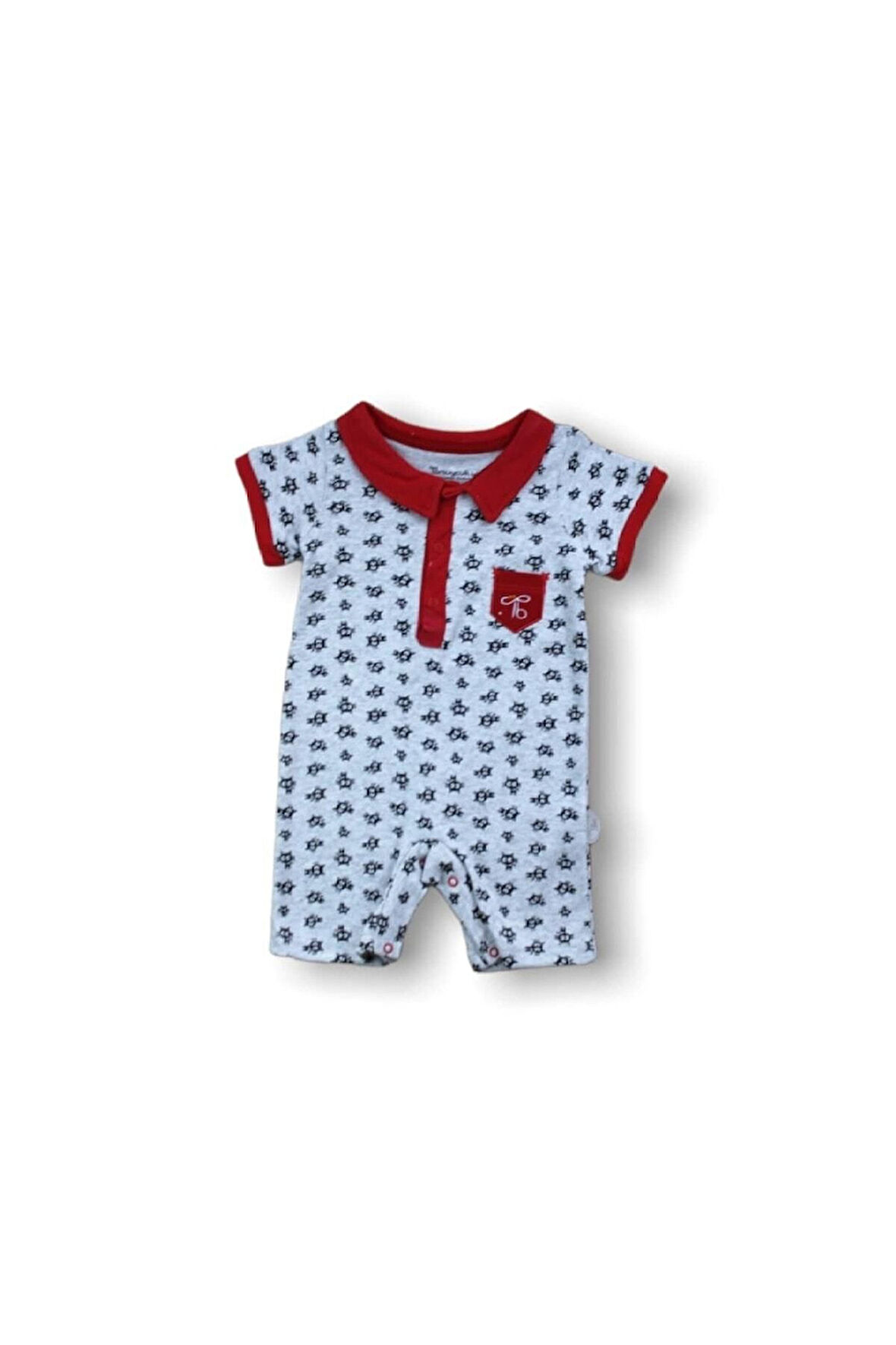 Yazlık Kısa Kollu Erkek Bebek Tulum %100 Pamuklu Alttan Çıtçıtlı Uyku Tulumu Hediyelik Bebek Giyim