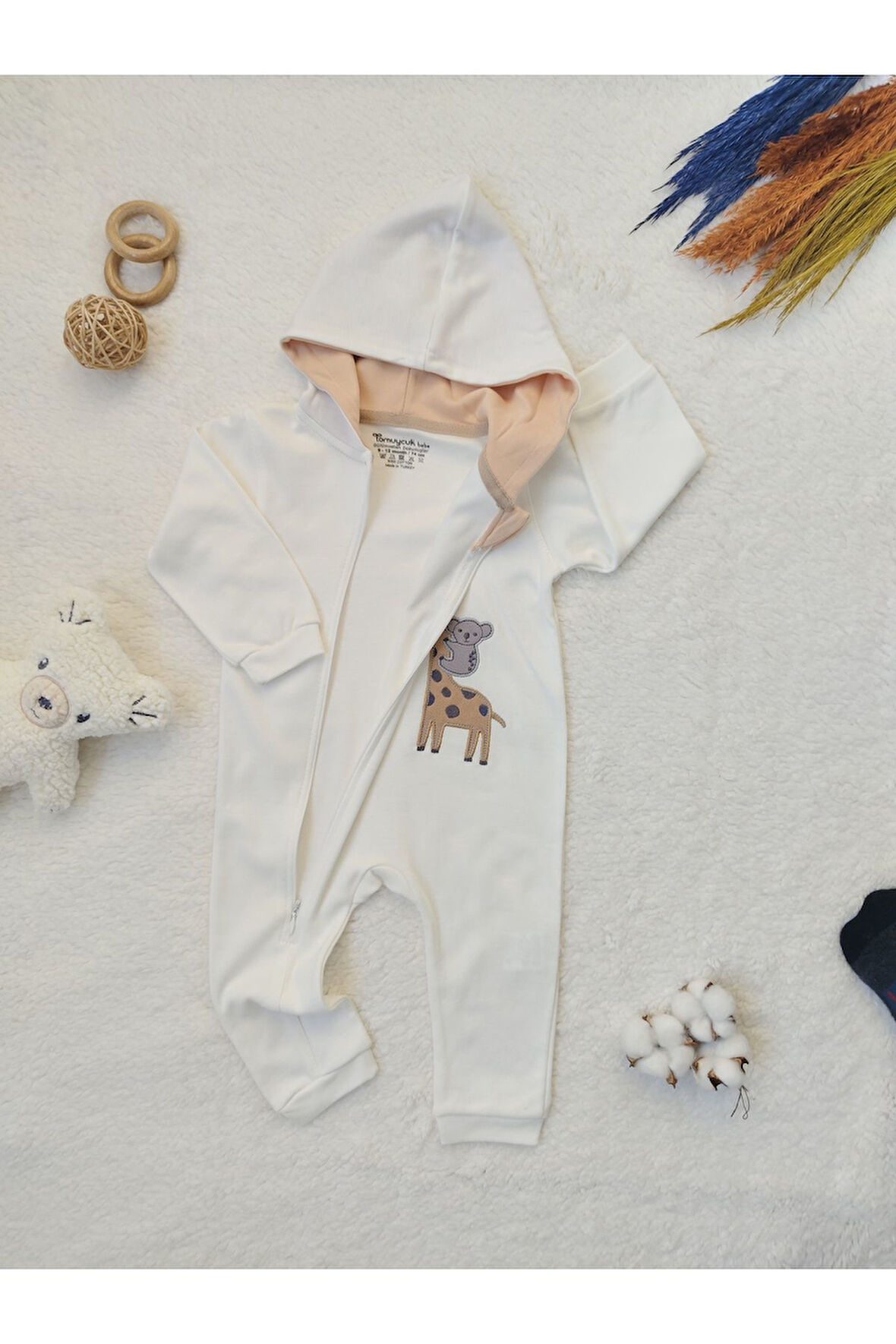 Bebek Tulum Kapüşonlu Unisex Mevsimlik Hediyelik Bebek Kıyafetleri