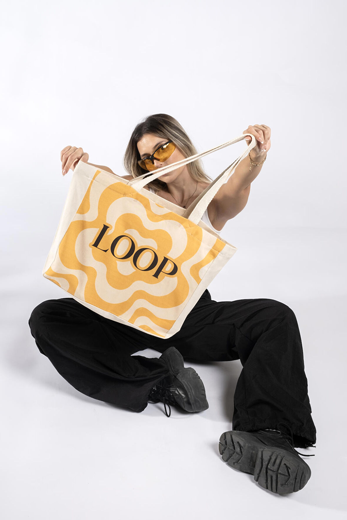 "Loop" Canvas Tote Bag Plaj ve Omuz Çantası