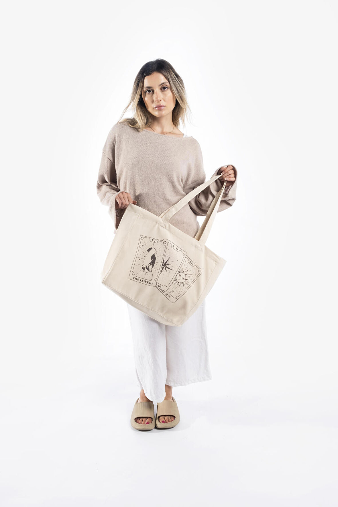 "Tarot Cards" Canvas Tote Bag Omuz ve Plaj Çantası