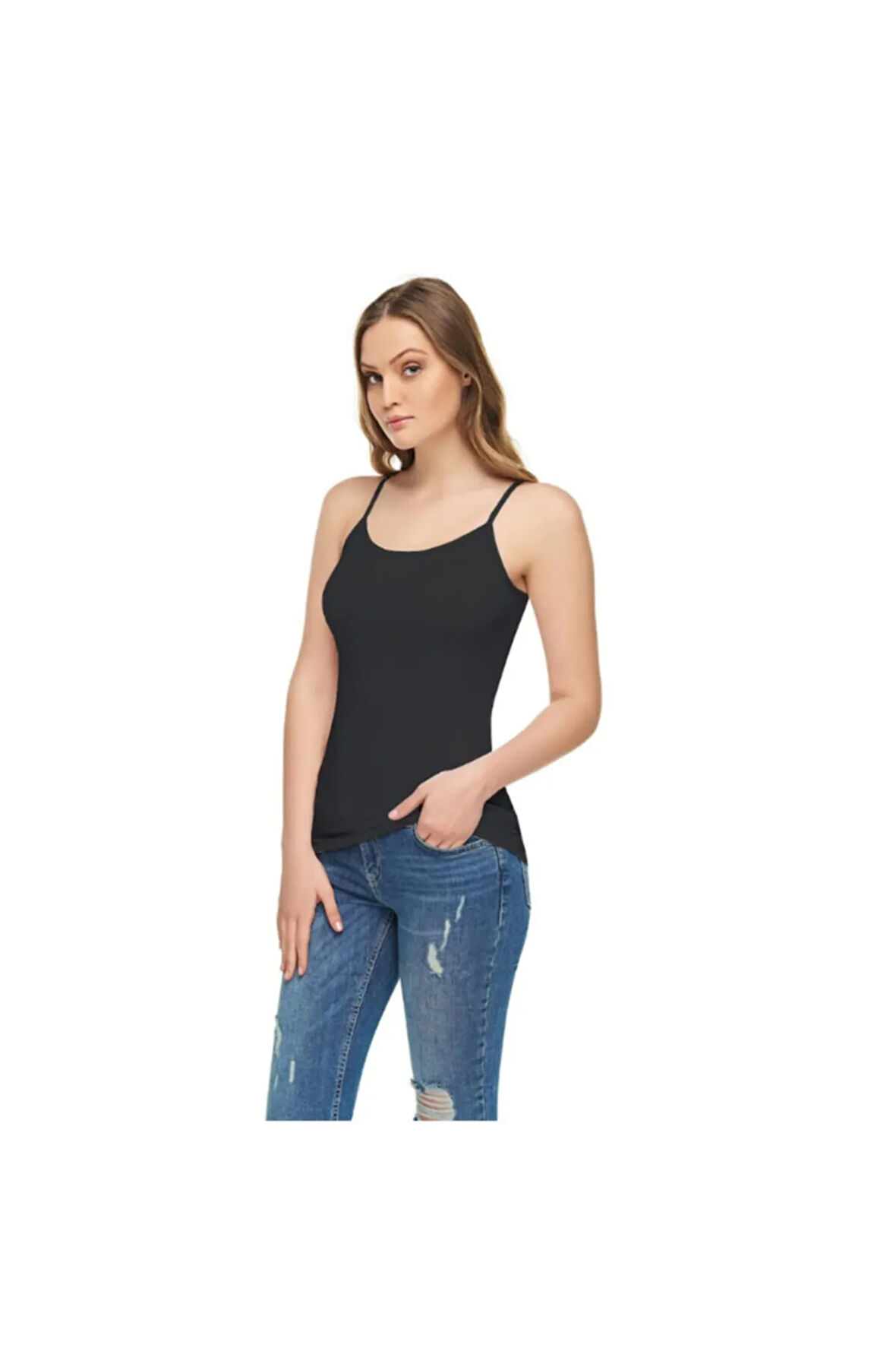 3'lü Paket Elit Ip Askılı Ince Kadın Atlet Pamuk Bayan