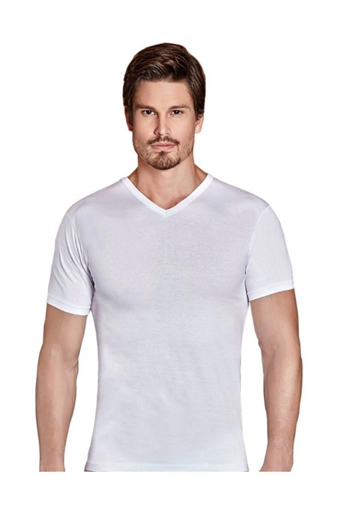Erkek 6'lı Paket  Erkek V Yaka Beyaz Fanila