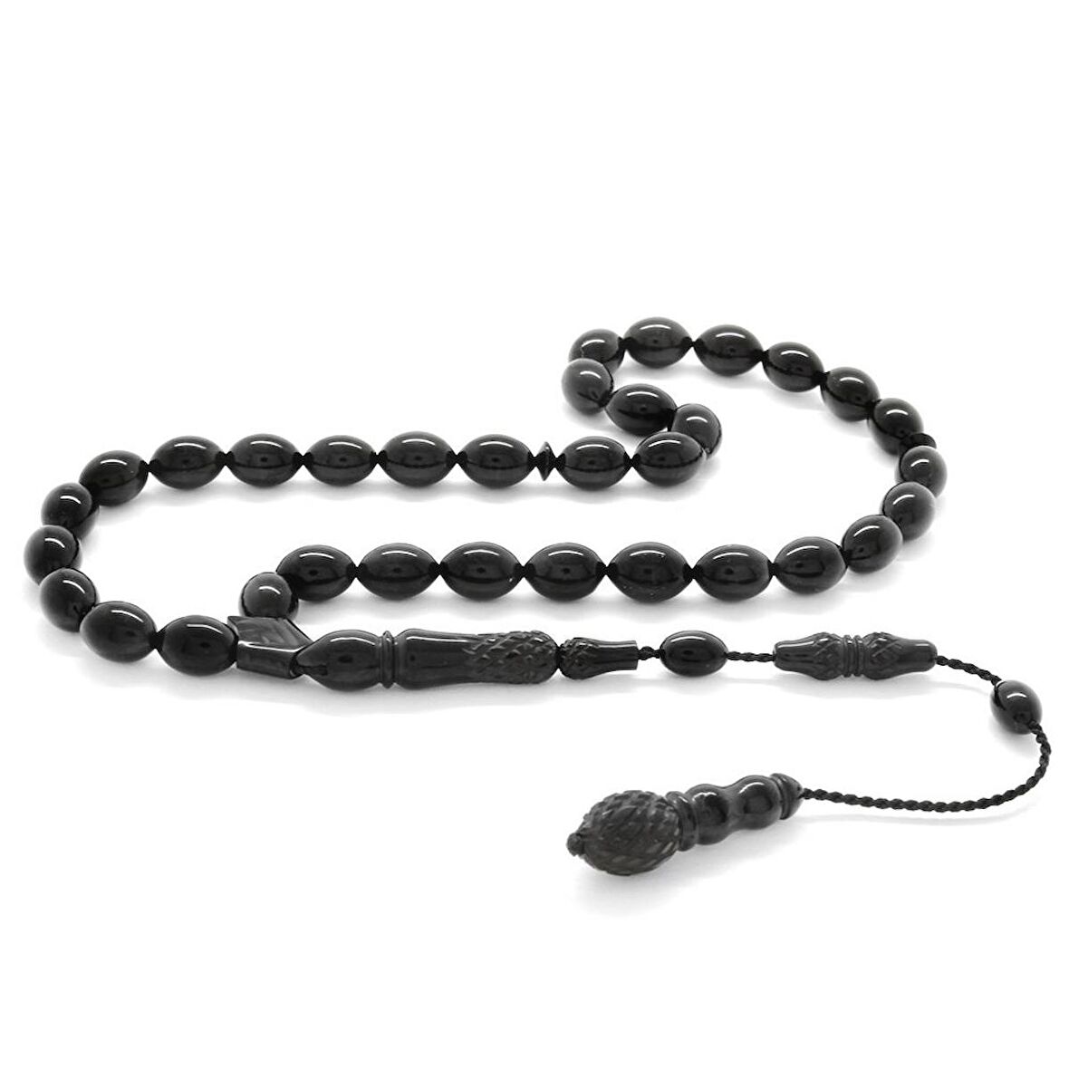 Kumpas İşçilikli İmamesi İşlemeli Arpa Kesim Erzurum Oltu Taşı Tesbih