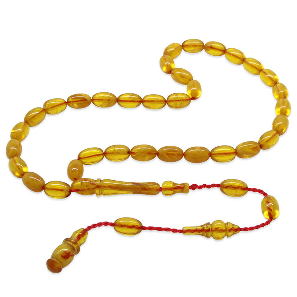 Sistemli Arpa Kesim Bilek Boy Sarı Ateş Kehribar Tesbih