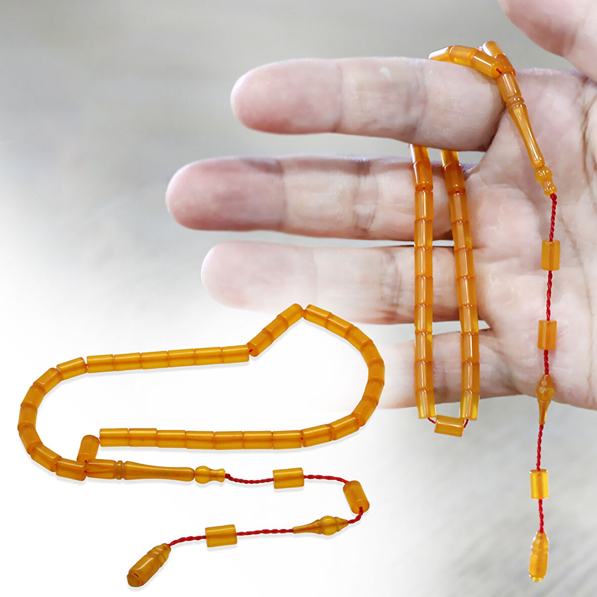 Sistemli Kesme Kesim Mini Boy Turuncu Ateş Kehribar Tesbih