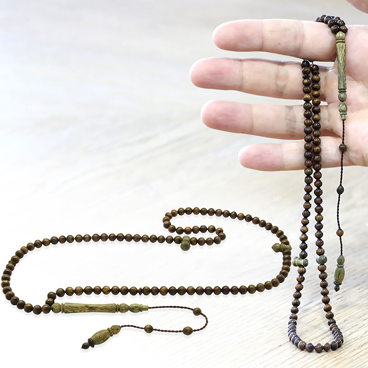 Sistemli Küre Kesim Kahverengi 99 Taneli Pelesenk Namaz Tesbihi