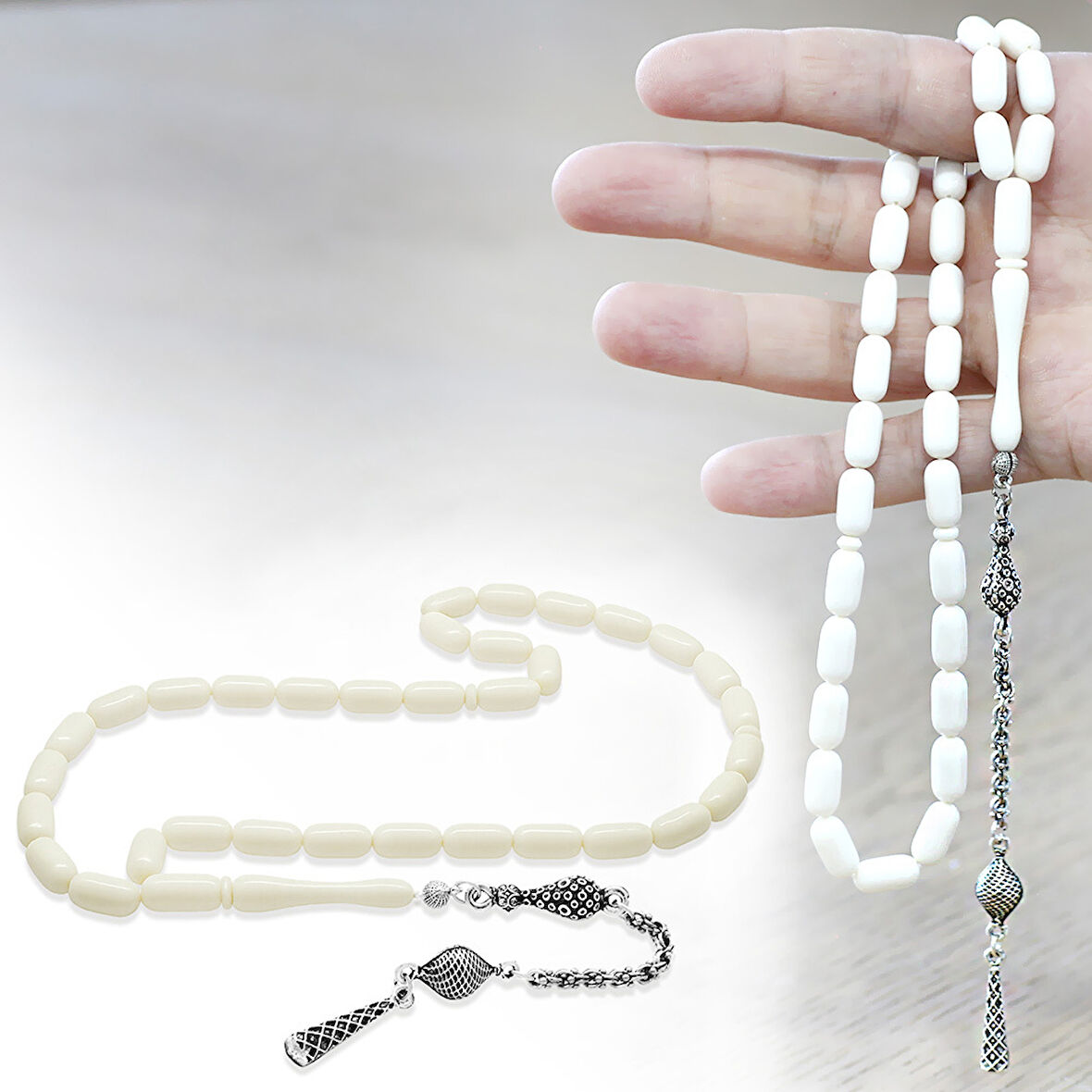 Deve Kemiği Tesbih - Kararmaz Metal Arnavut Püsküllü - Kapsül Kesim