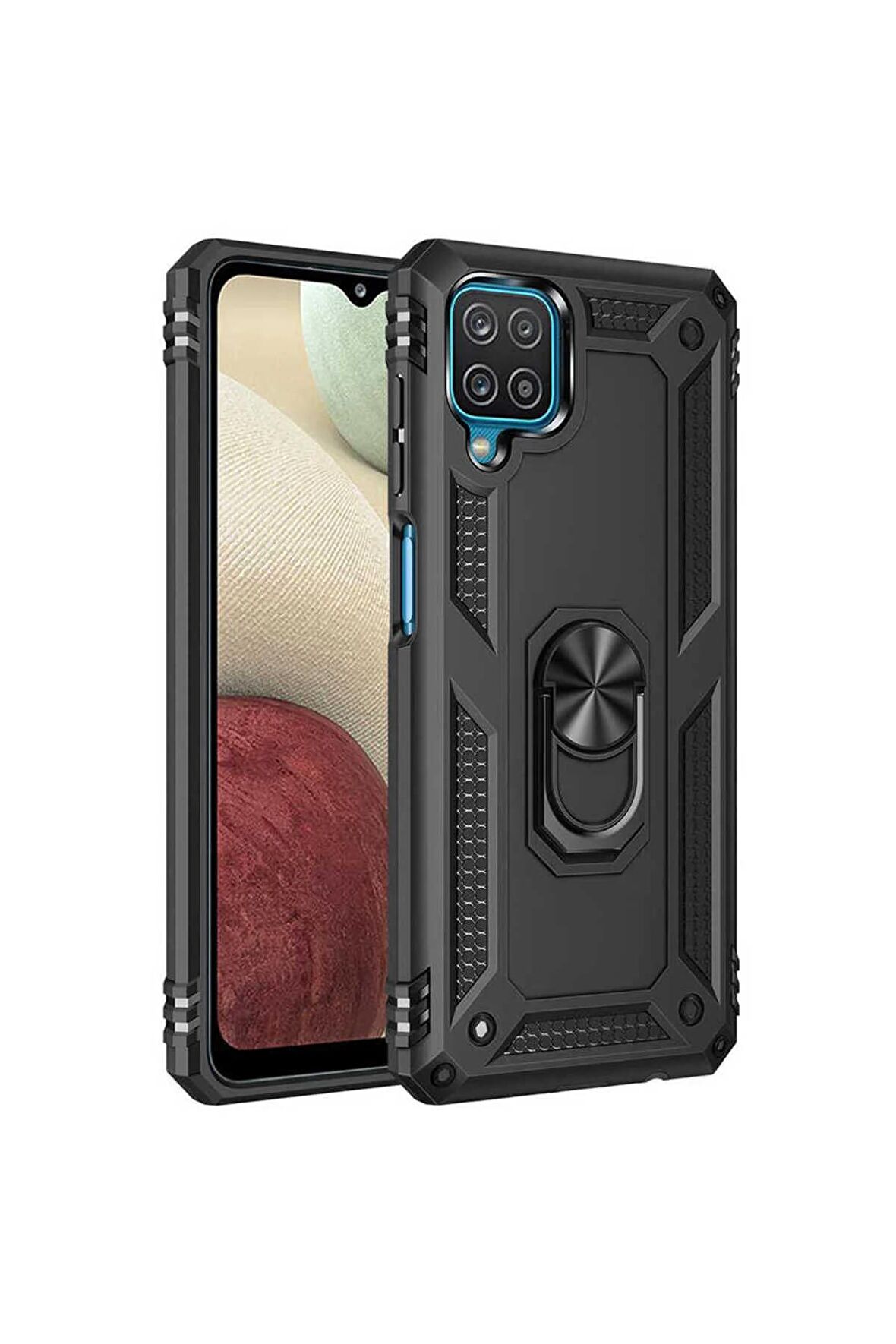 Samsung Galaxy M22 Kılıf Yüzüklü Standli Tank Kapak