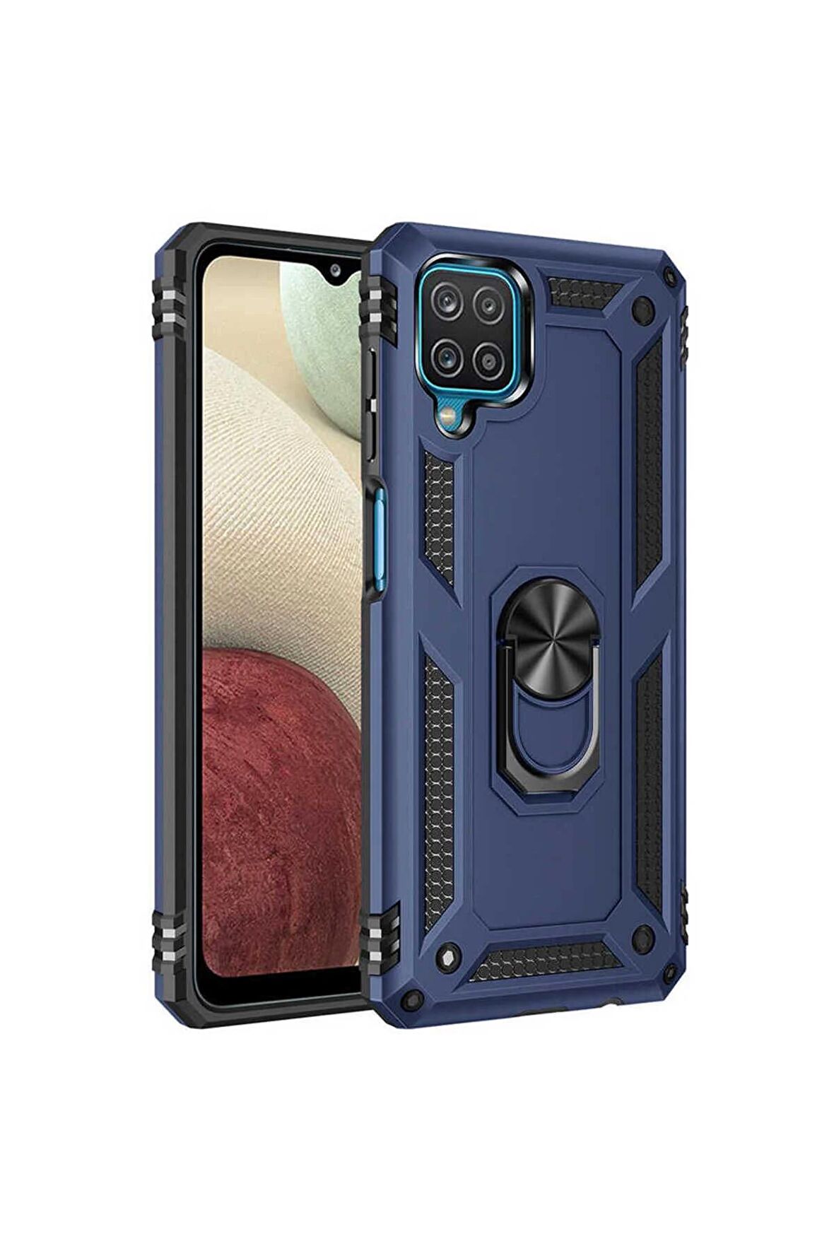 Samsung Galaxy M22 Kılıf Yüzüklü Standli Tank Kapak