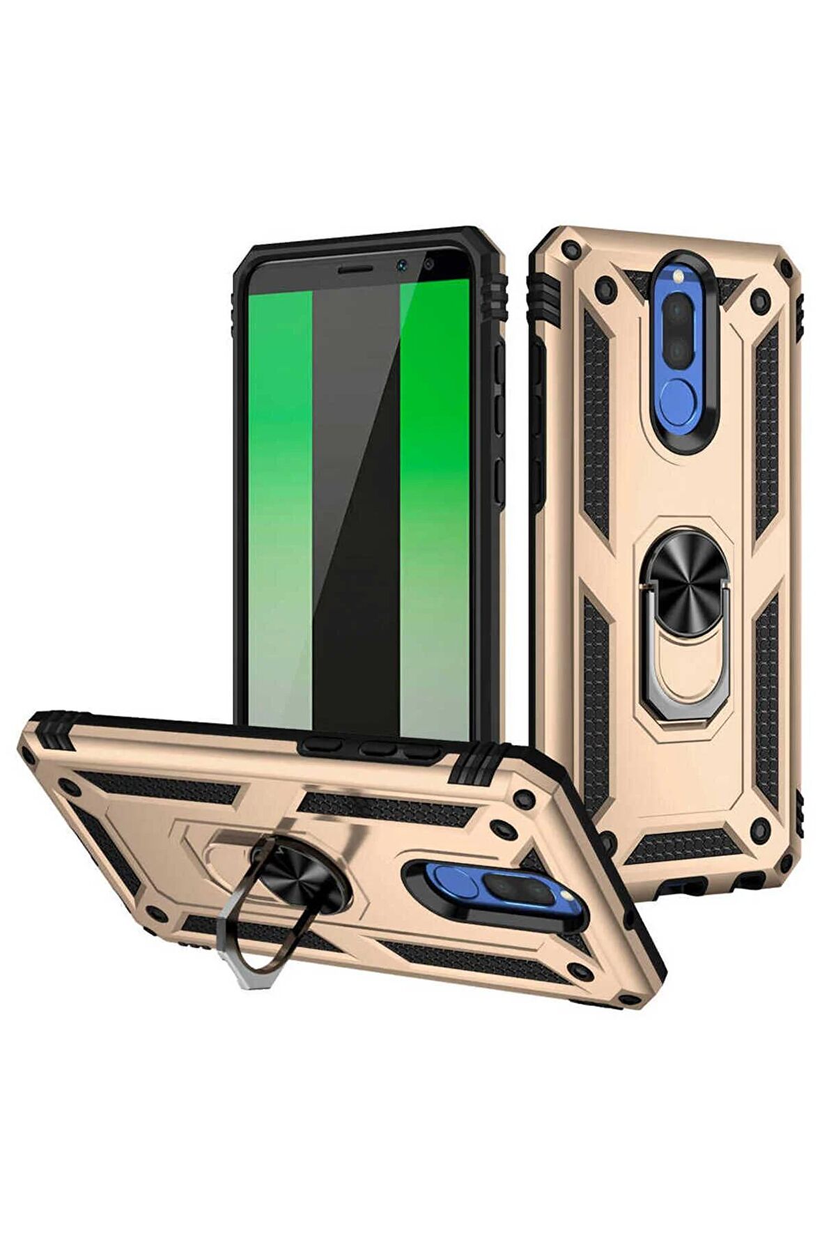 Huawei Mate 10 Lite Kılıf Yüzüklü Standli Tank Kapak