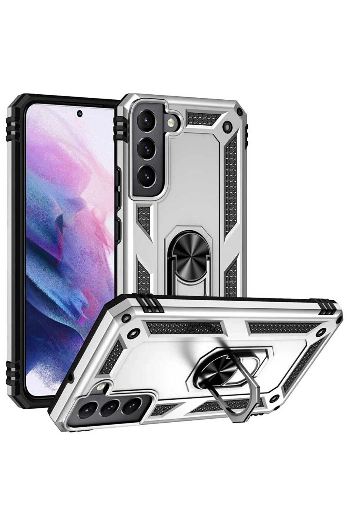 Samsung Galaxy S22 Plus Kılıf Yüzüklü Standli Tank Kapak