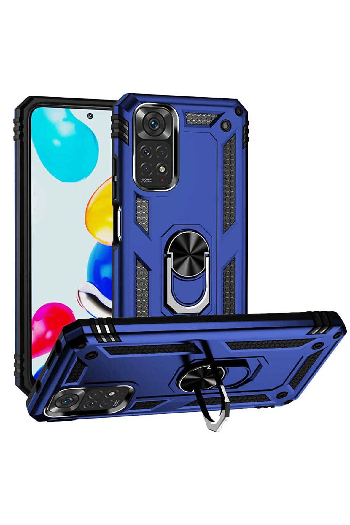 Xiaomi Redmi Note 11 Global Kılıf Yüzüklü Standli Tank Kapak