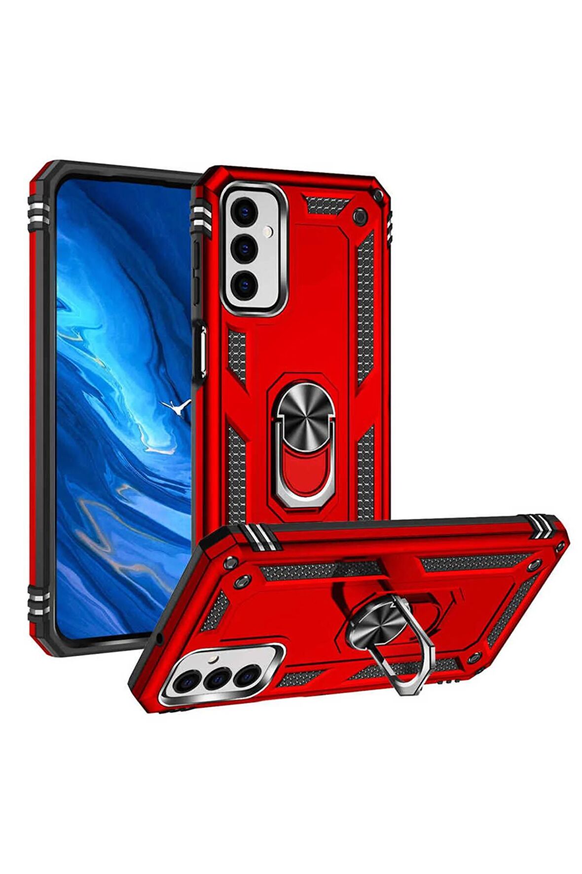 Samsung Galaxy M23 Kılıf Yüzüklü Standli Tank Kapak