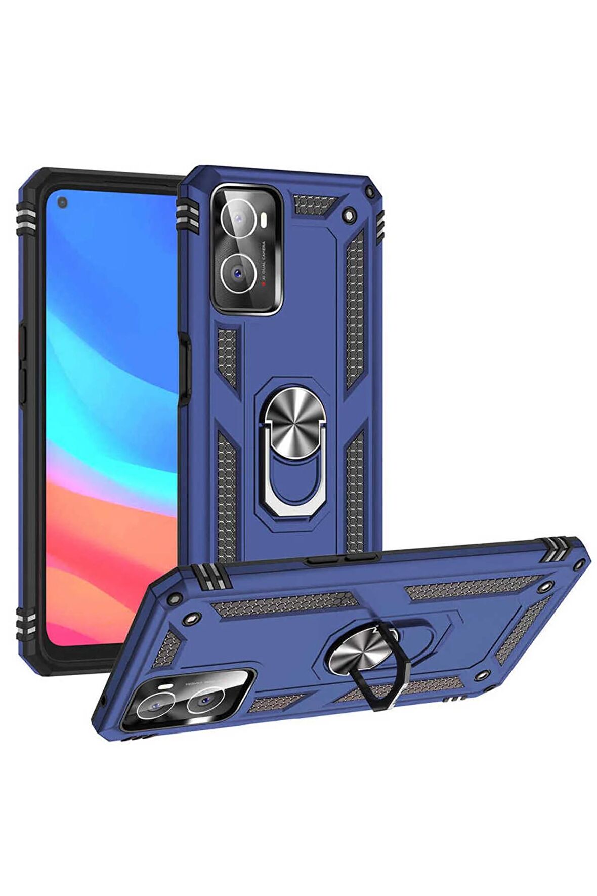 Oppo A96 4G Kılıf Yüzüklü Standli Tank Kapak