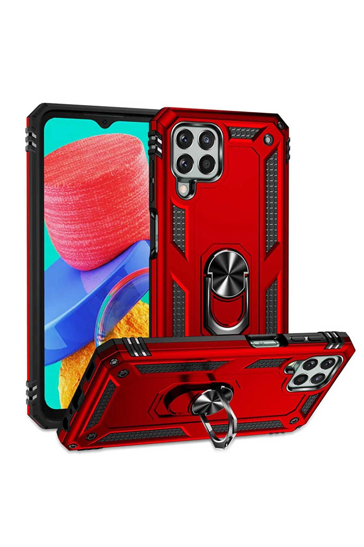 Samsung Galaxy M33 Kılıf Yüzüklü Standli Tank Kapak