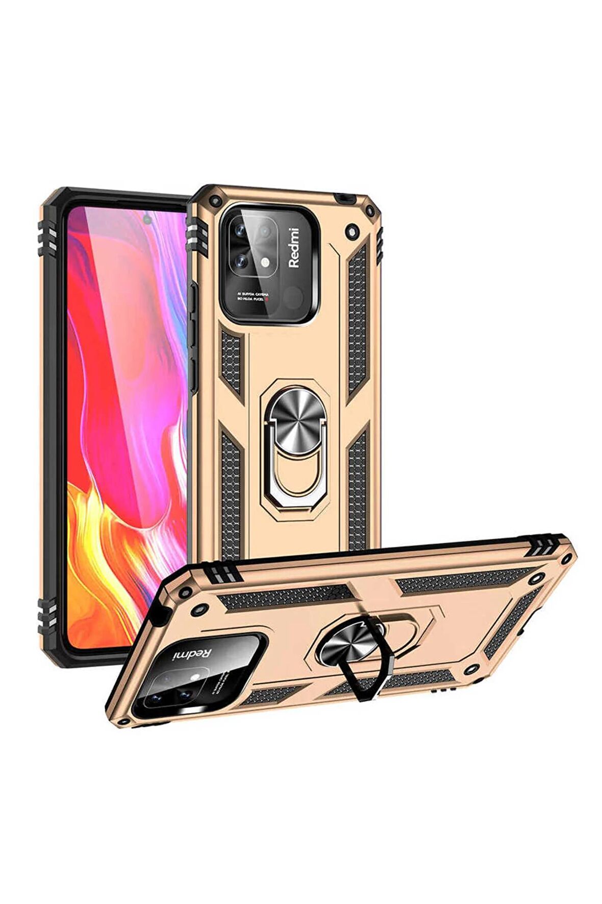 Xiaomi Redmi 10C Kılıf Yüzüklü Standli Tank Kapak