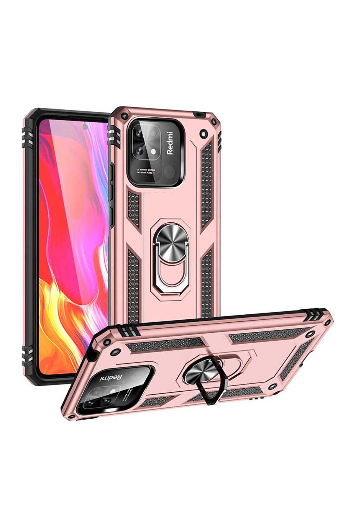 Xiaomi Poco C40 Kılıf Yüzüklü Standli Tank Kapak