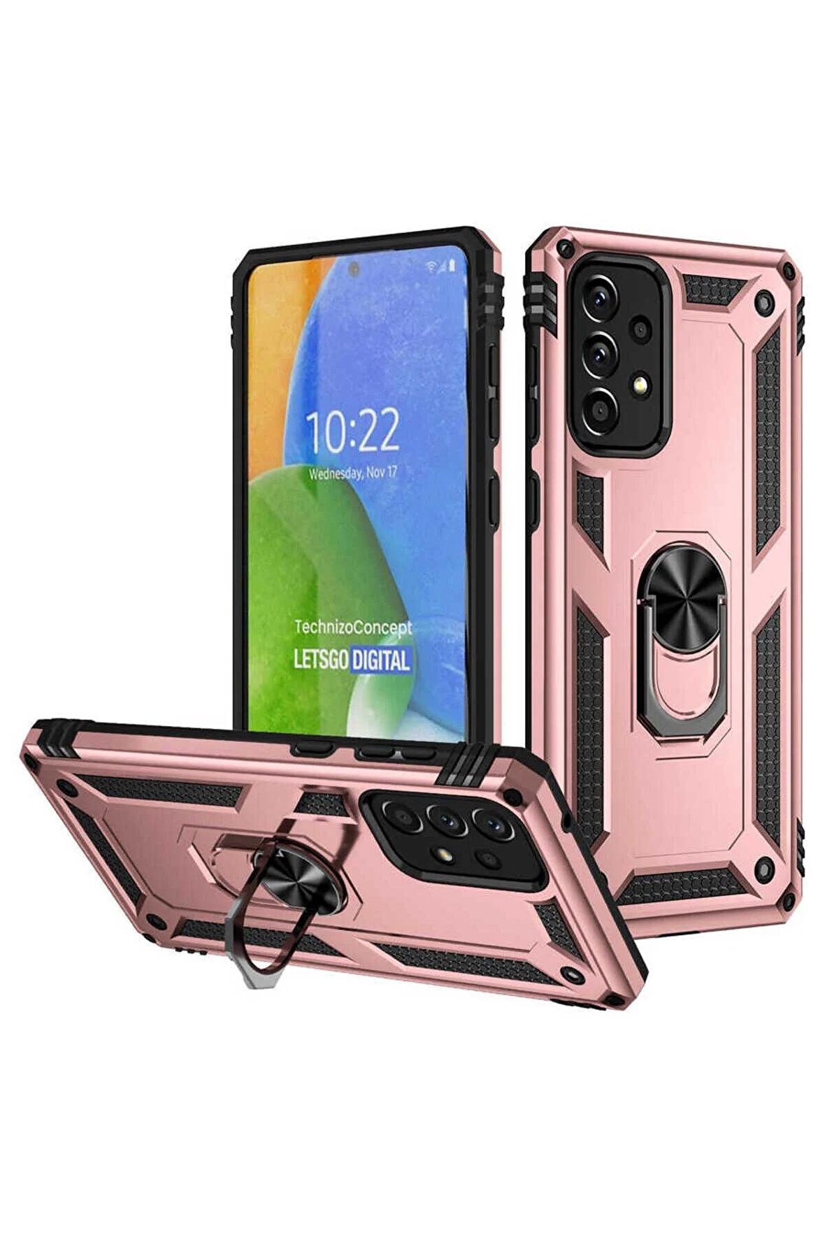 Samsung Galaxy A73 Kılıf Yüzüklü Standli Tank Kapak
