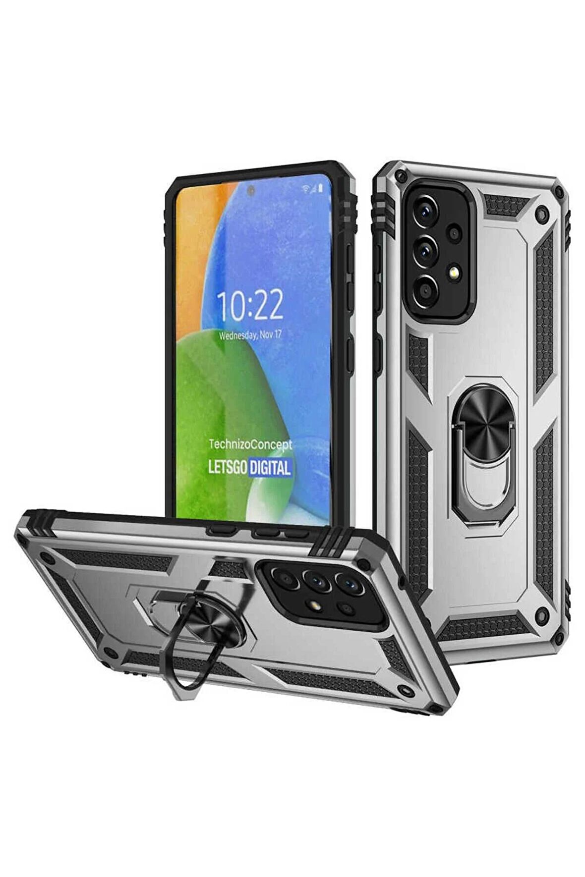 Samsung Galaxy A73 Kılıf Yüzüklü Standli Tank Kapak