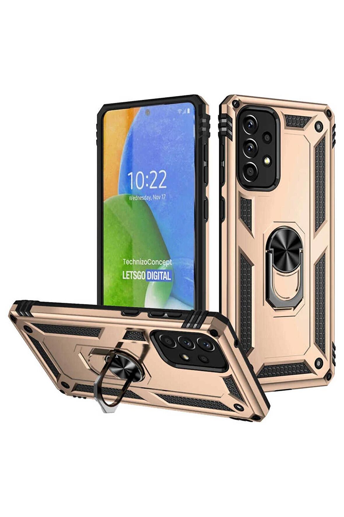 Samsung Galaxy A73 Kılıf Yüzüklü Standli Tank Kapak