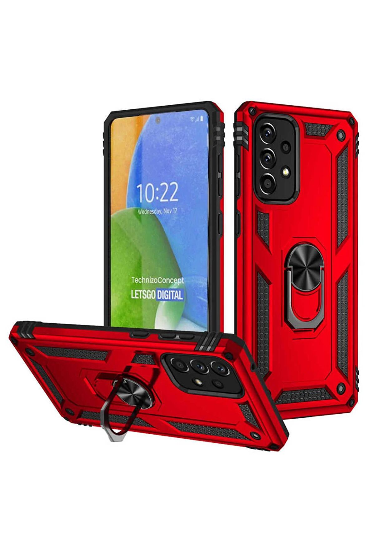 Samsung Galaxy A73 Kılıf Yüzüklü Standli Tank Kapak