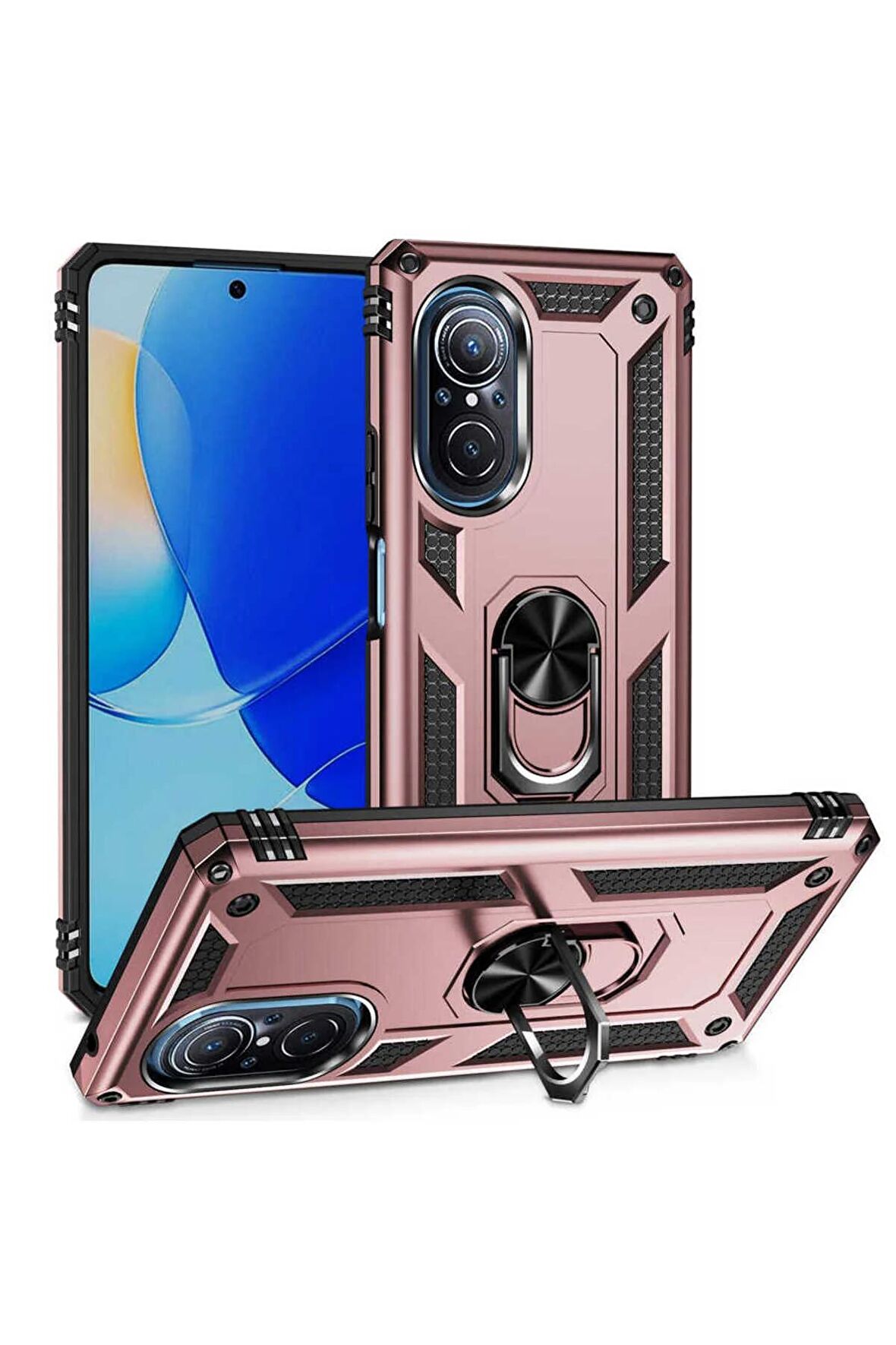 Huawei Nova 9 SE Kılıf Yüzüklü Standli Tank Kapak