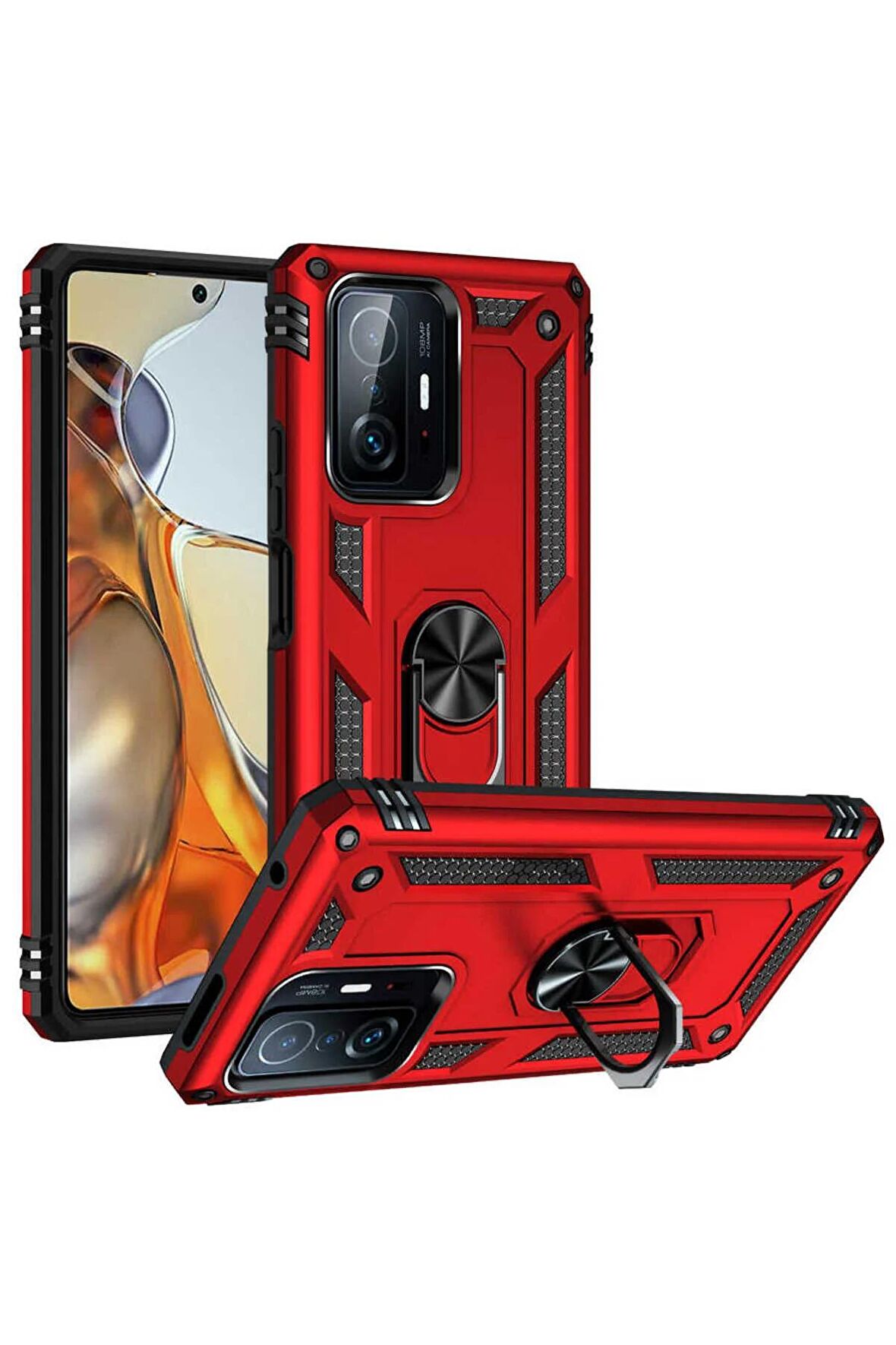 Xiaomi Mi 11T 5G Kılıf Yüzüklü Standli Tank Kapak