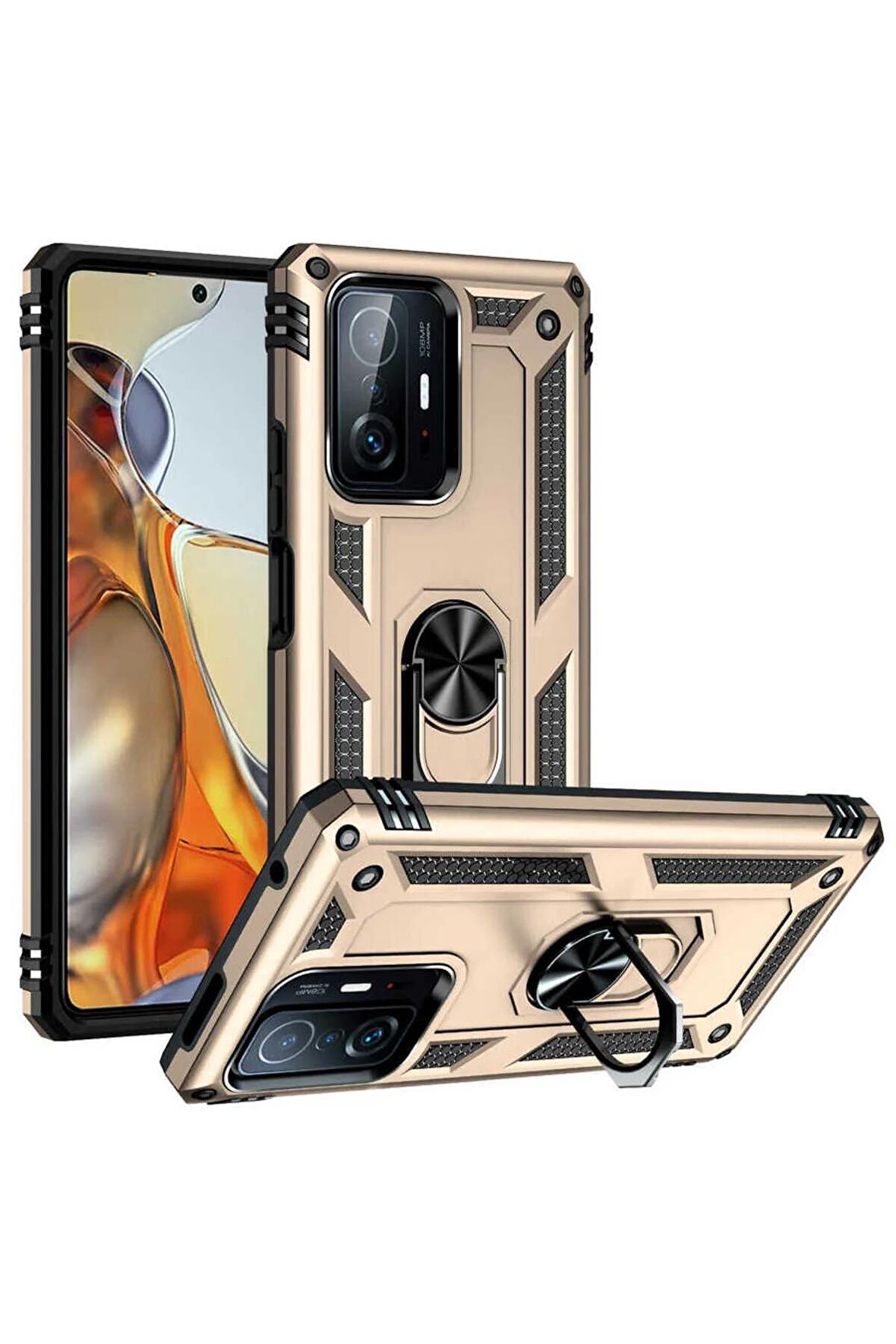 Xiaomi Mi 11T Pro 5G Kılıf Yüzüklü Standli Tank Kapak
