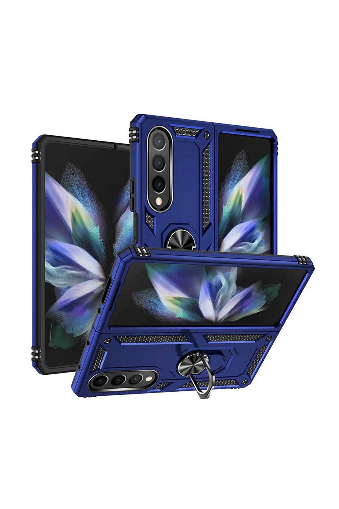 Samsung Galaxy Z Fold 4 Kılıf Yüzüklü Standli Tank Kapak