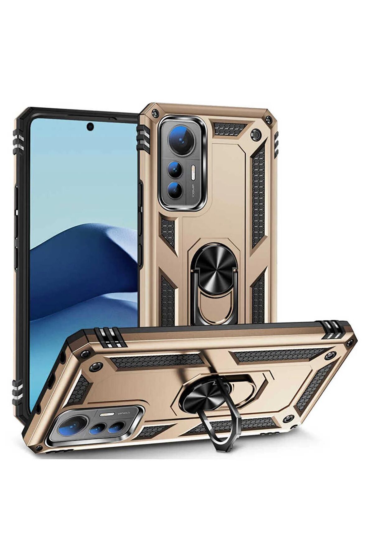 Xiaomi Mi 12 Lite Kılıf Yüzüklü Standli Tank Kapak