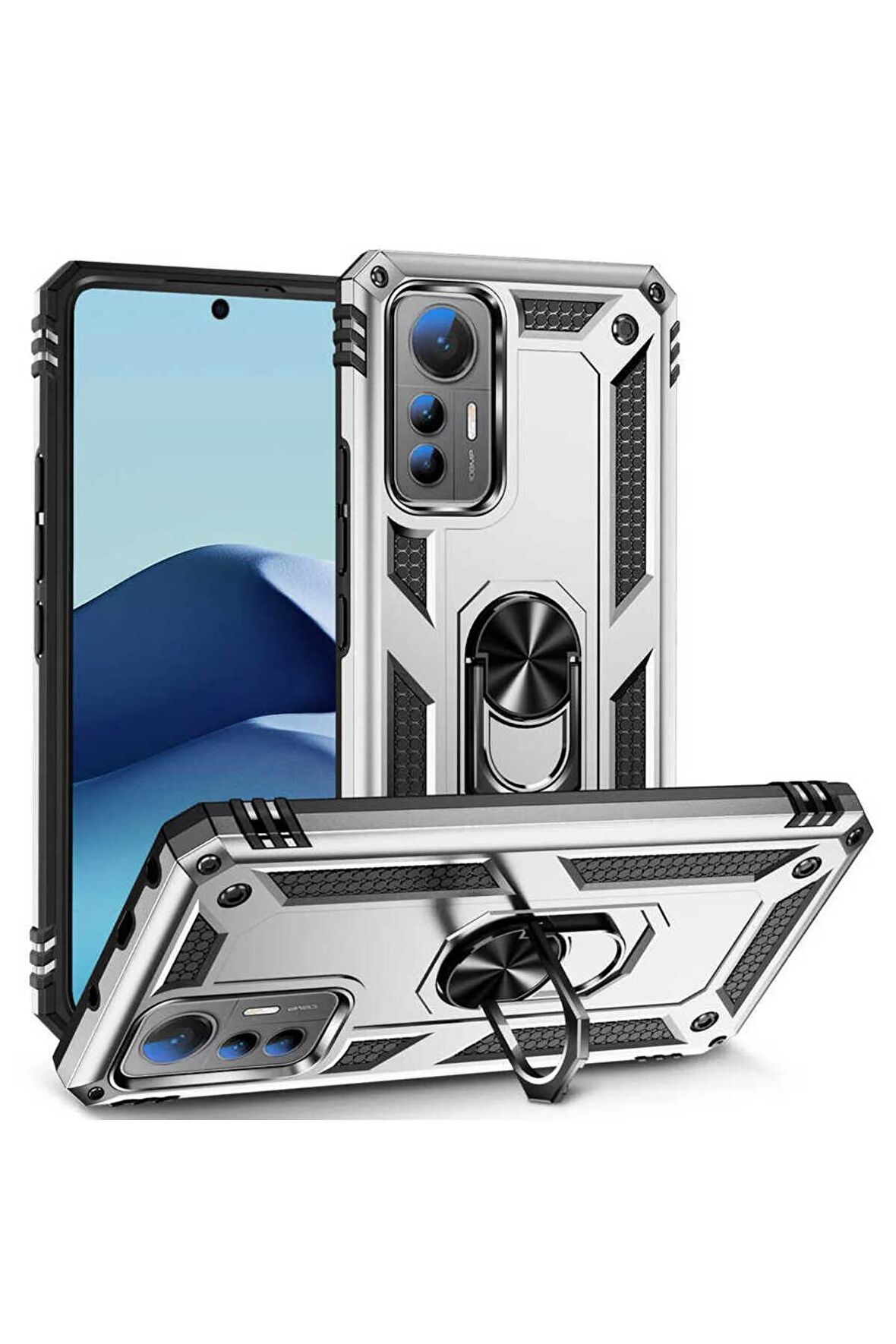 Xiaomi Mi 12 Lite Kılıf Yüzüklü Standli Tank Kapak