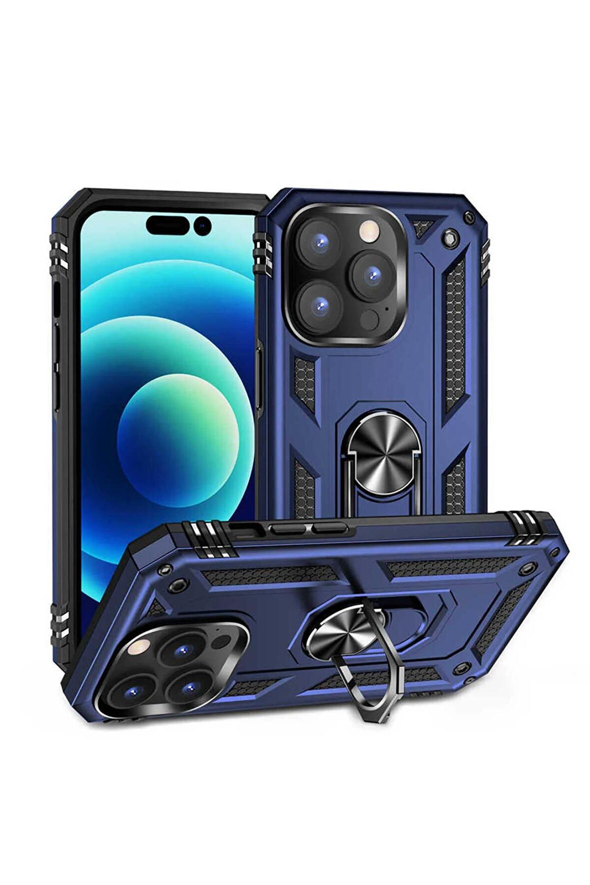 Apple iPhone 14 Pro Kılıf Yüzüklü Standli Tank Kapak