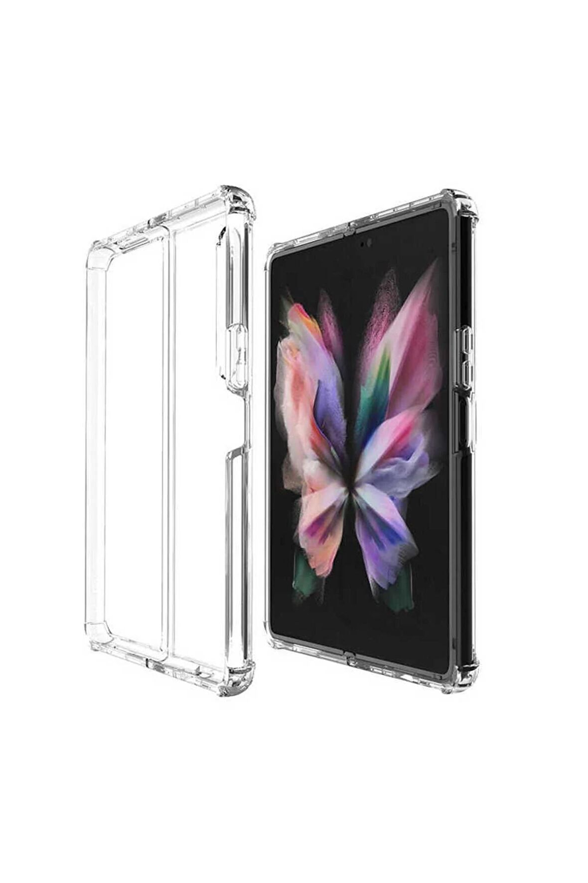 Samsung Galaxy Z Fold 3 Kılıf Anti Şok Köşe Korumalı Şeffaf Silikon