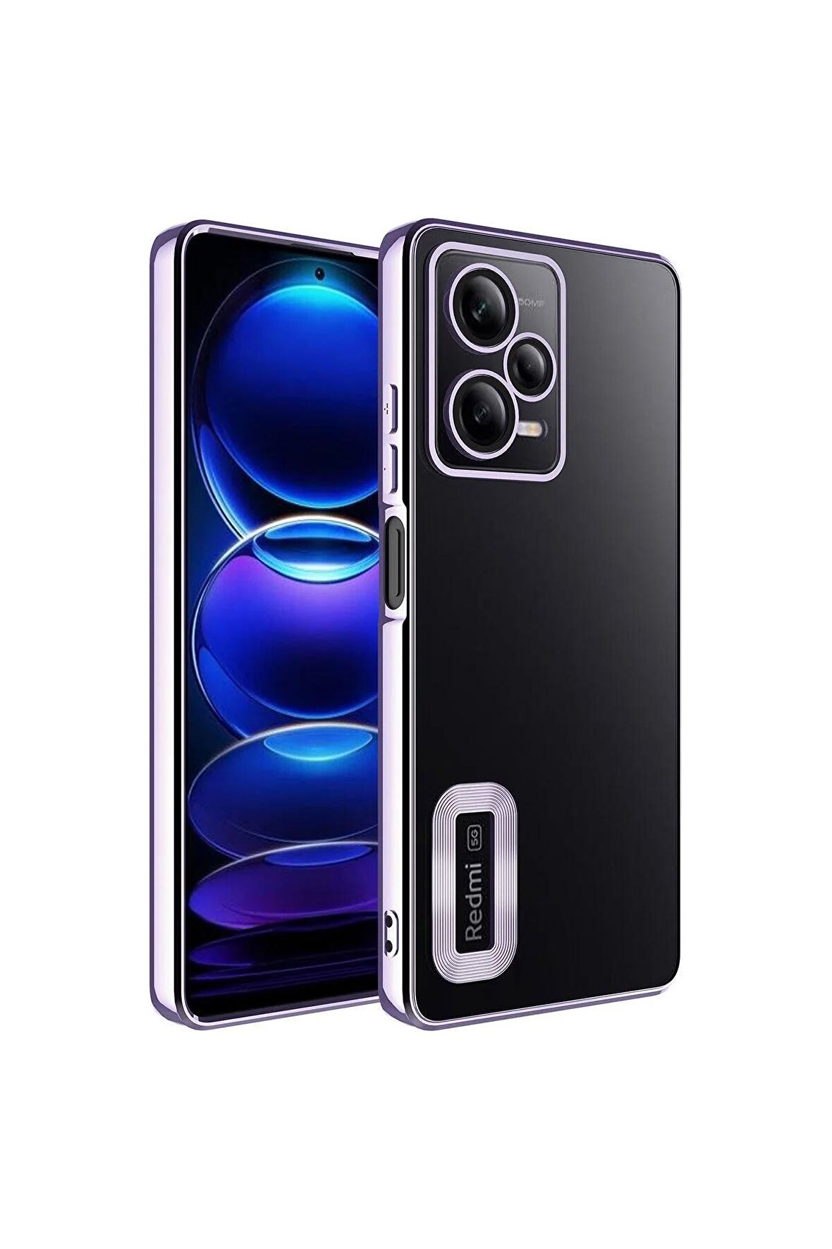 Xiaomi Redmi Note 12 5G Kılıf Logo Yeri Açık Kamera Lens Korumalı Renkli Kenarlı Şeffaf Silikon