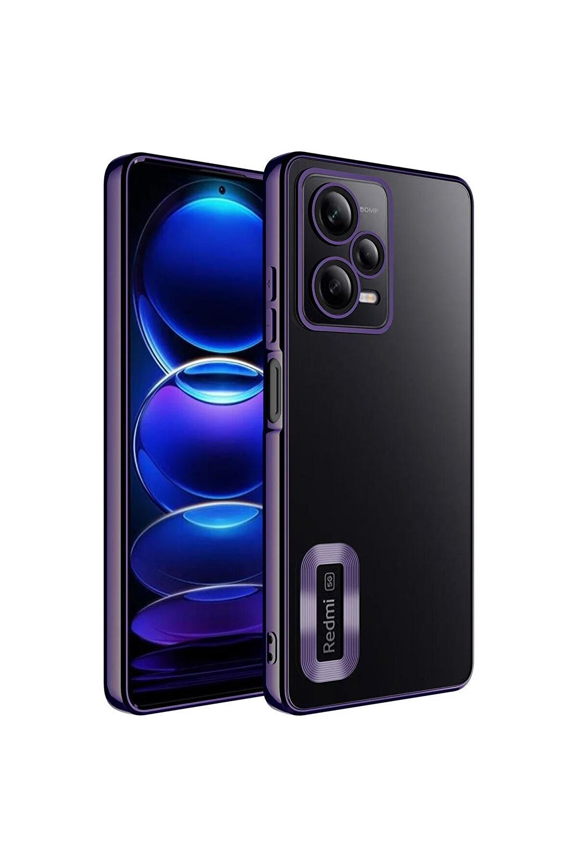 Xiaomi Redmi Note 12 Pro 5G Kılıf Logo Yeri Açık Kamera Lens Korumalı Renkli Kenarlı Şeffaf Silikon