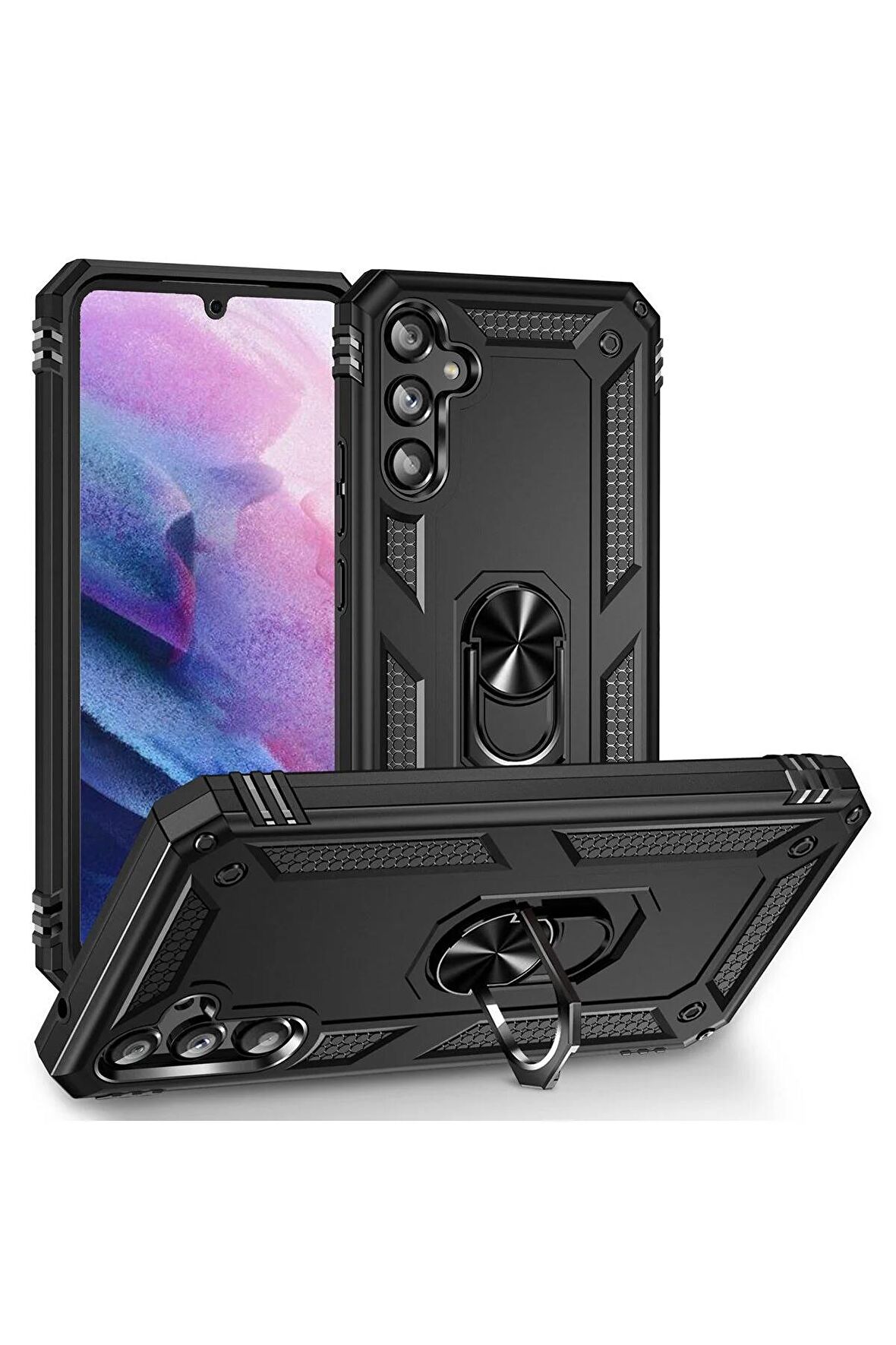 Samsung Galaxy A34 Kılıf Yüzüklü Standli Tank Kapak
